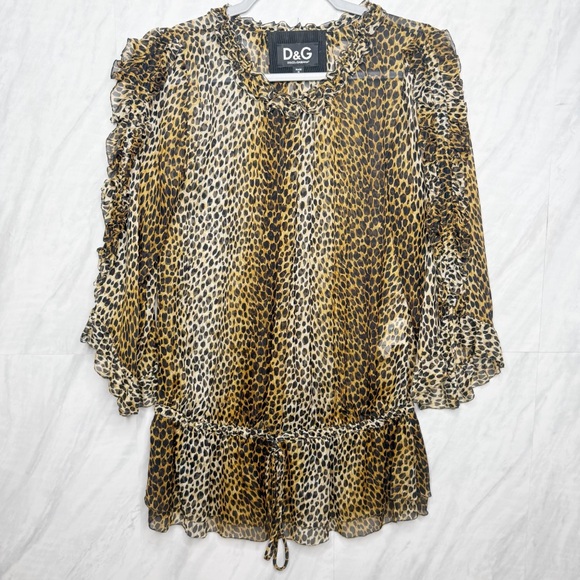 Dolce and Gabbana Leopard Silk Blouse 36 - Picture 1 of 8